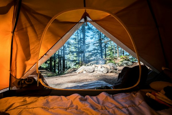 Camping tent under stars